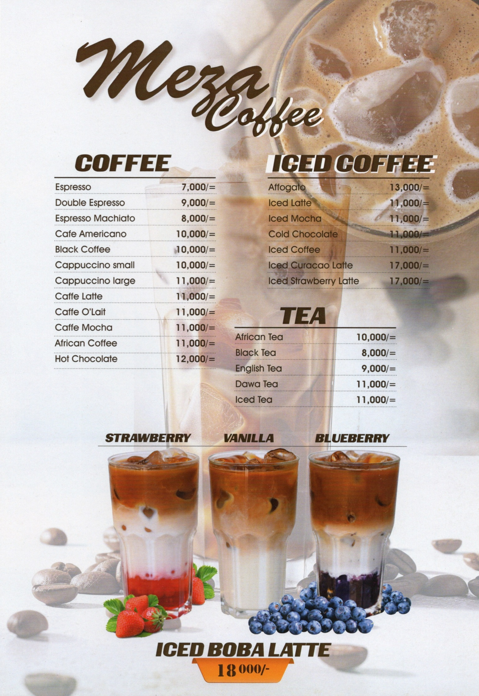 Meza and Salt Restaurant Menu Page 1